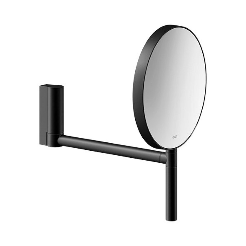 картинка Зеркало косметическое Keuco PLAN 17649370002, двухстороннее, без подсветки, с увеличением х5, черный (RAL 9011)