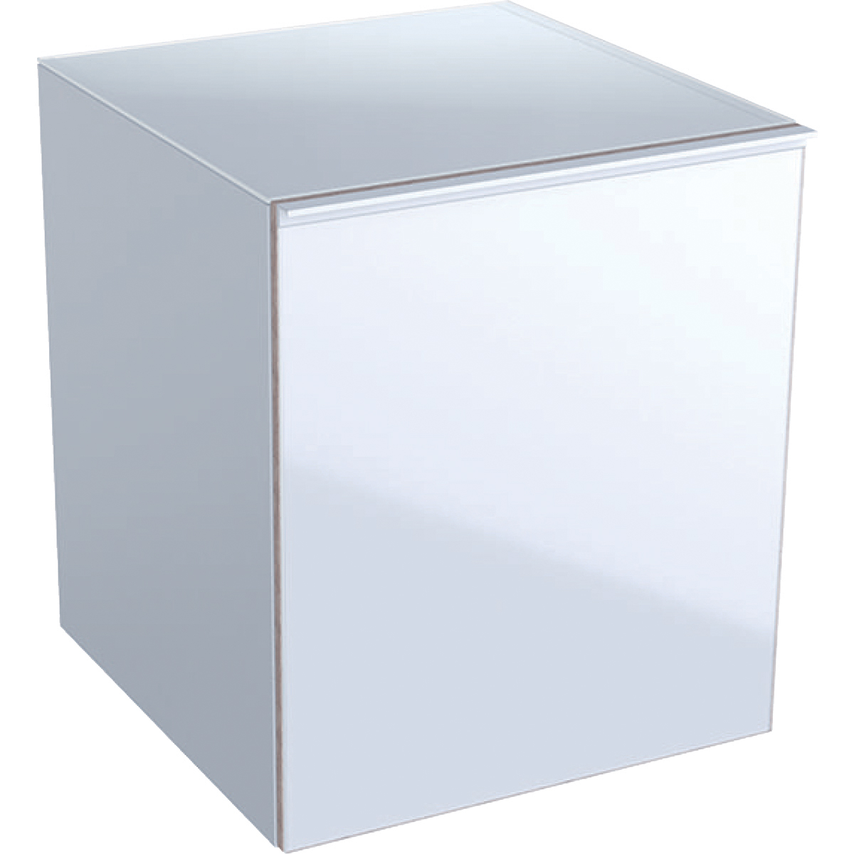 картинка Geberit Acanto Боковой шкафчик 450 x 520 x 476 мм, фронтальная часть: белое стеклокорпус: белый с сильным блеском — лакированный 500.618.01.2