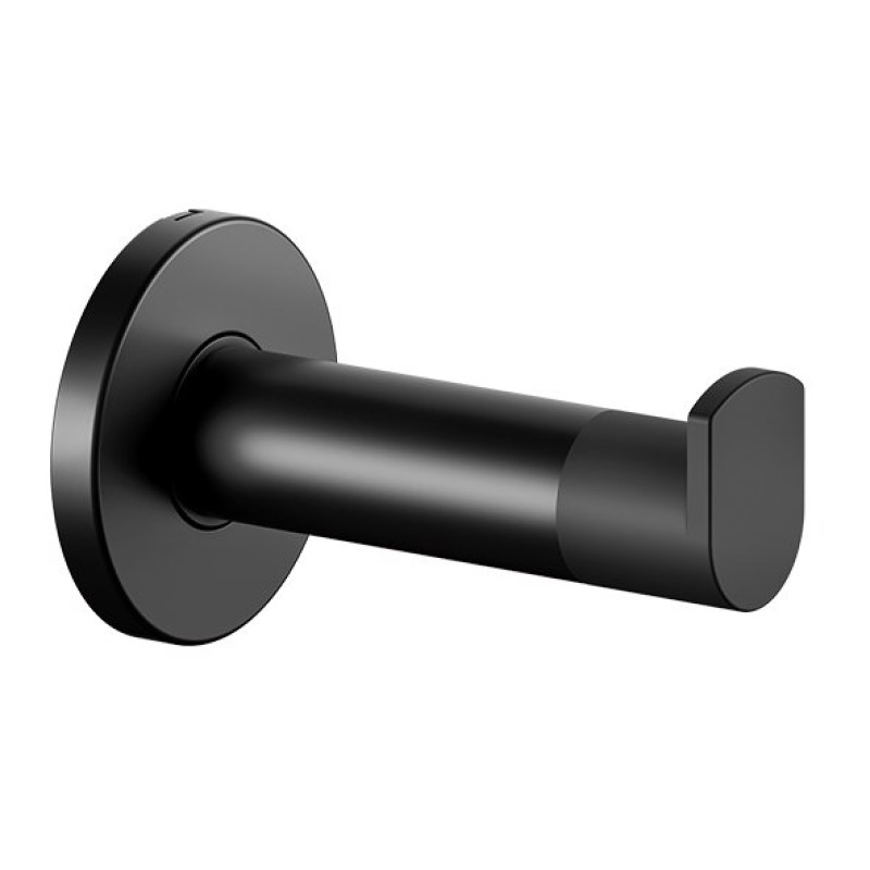 картинка Крючок для ванной Keuco PLAN 14911370000, с упором для двери, латунь, черный (RAL 9011)