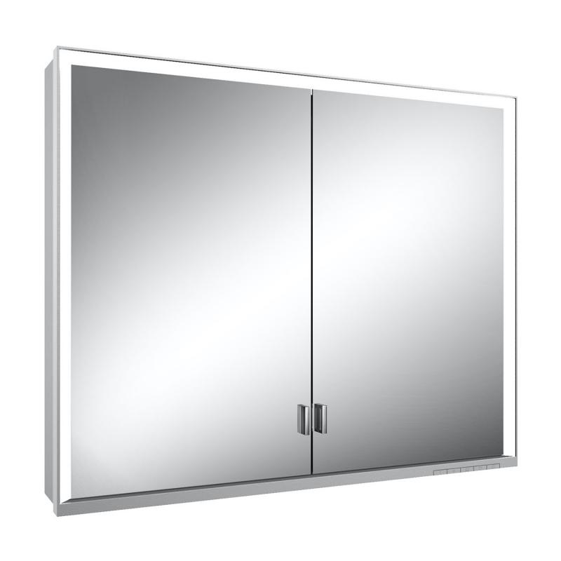 картинка Зеркальный шкаф KEUCO ROYAL LUMOS, 14303172301, с подсветкой, 900x735x165 мм, к.: анодированный серебристый алюминий/белое стекло
