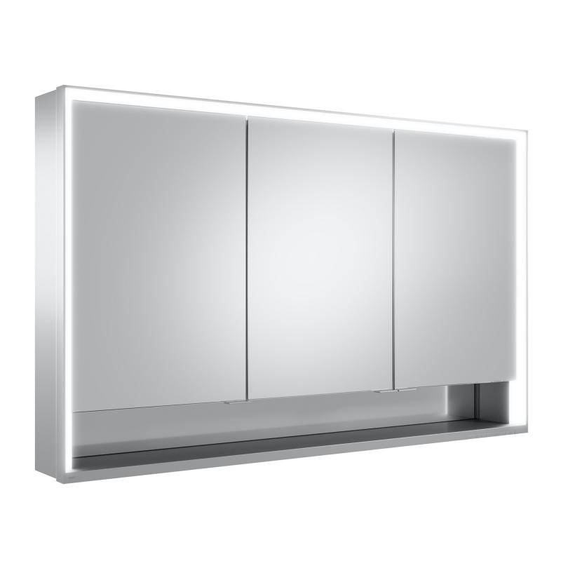 картинка Зеркальный шкаф KEUCO ROYAL LUMOS, 14305171301, с подсветкой, 1200x735x165 мм, к.: анодированный серебристый алюминий/белое стекло