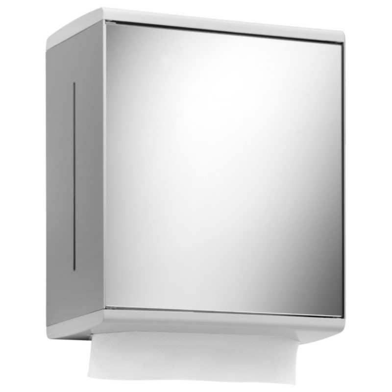 картинка Дозатор бумажных полотенец Keuco COLLECTION MOLL, зеркальная дверь, петли справа, алюминий серебристый анодированный, антрацит